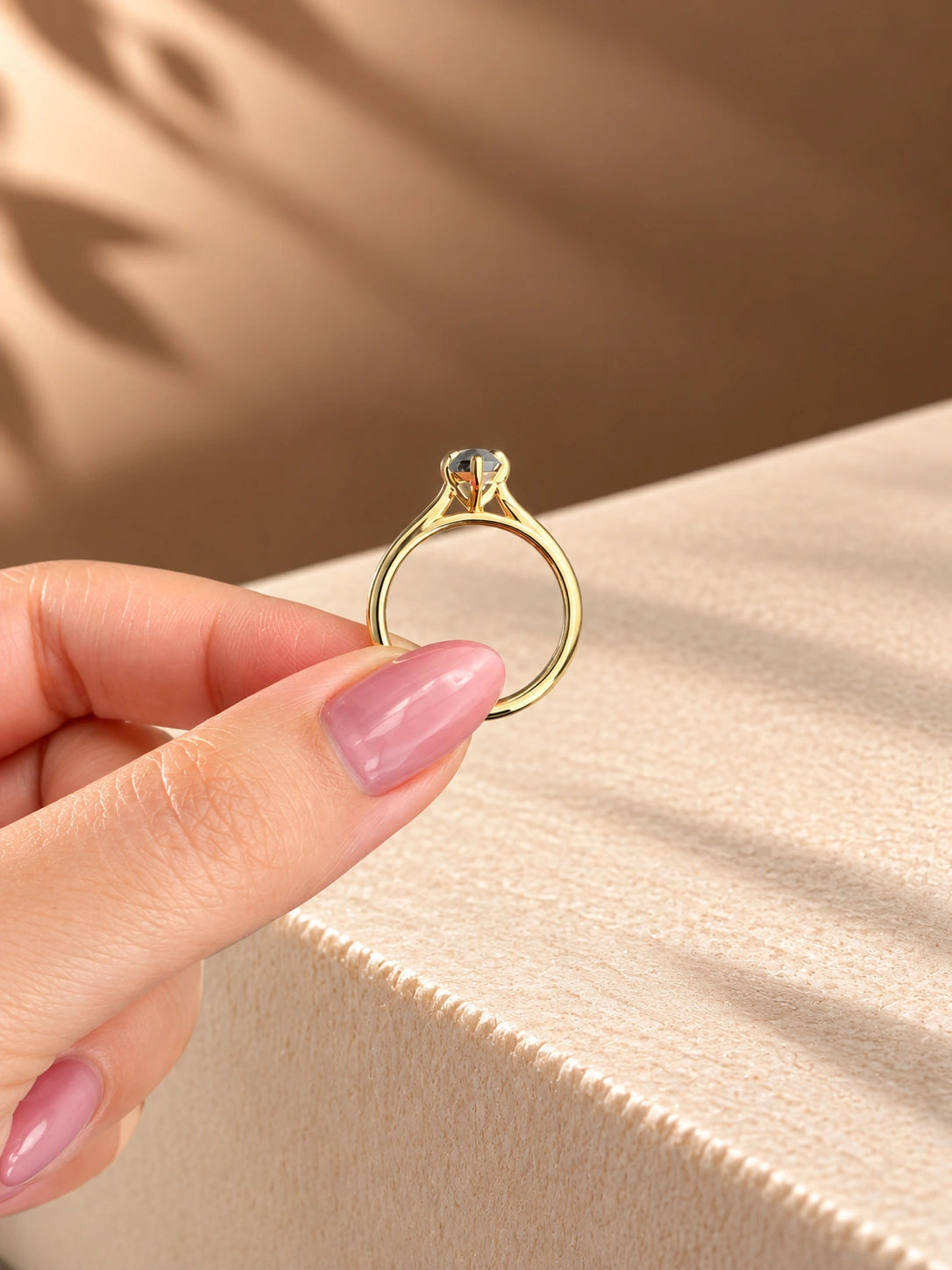 Common :: Teal Marquise diamond solitaire ring with refined 2mm band