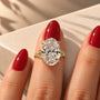 Common :: Oval lab diamond ring with intricate leaf and vine inspired shoulders