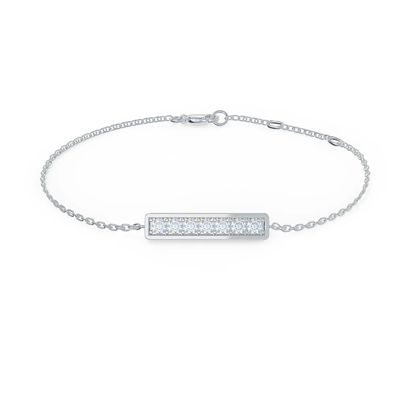 Round Lab Grown Diamond Bar Bracelet, EF Color, VS Clarity, IGI Certified