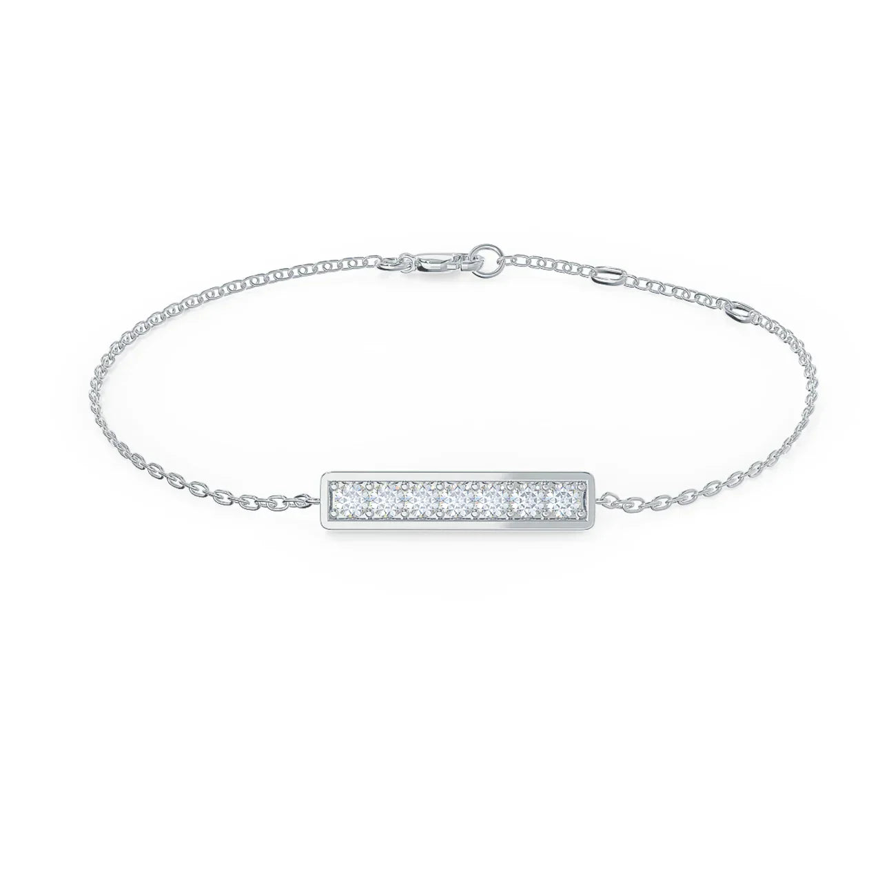 Round Lab Grown Diamond Bar Bracelet, EF Color, VS Clarity, IGI Certified