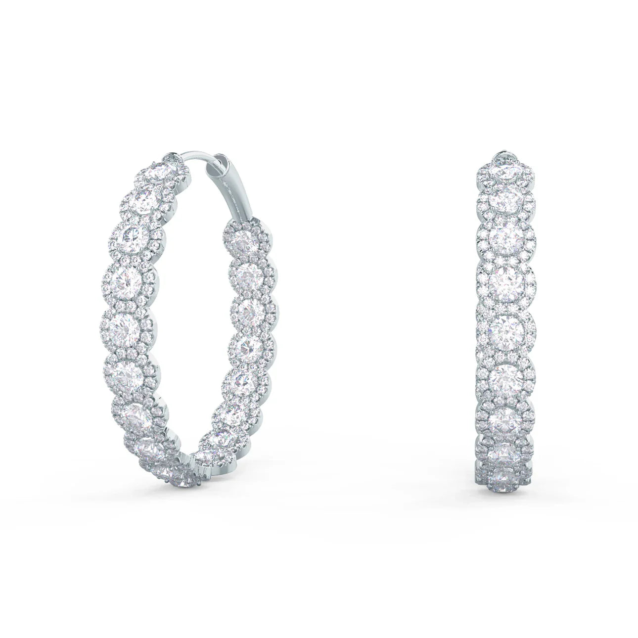 Round Lab Grown Diamond Heavenly Hoops Earring, EF Color, VS Clarity, IGI Certified