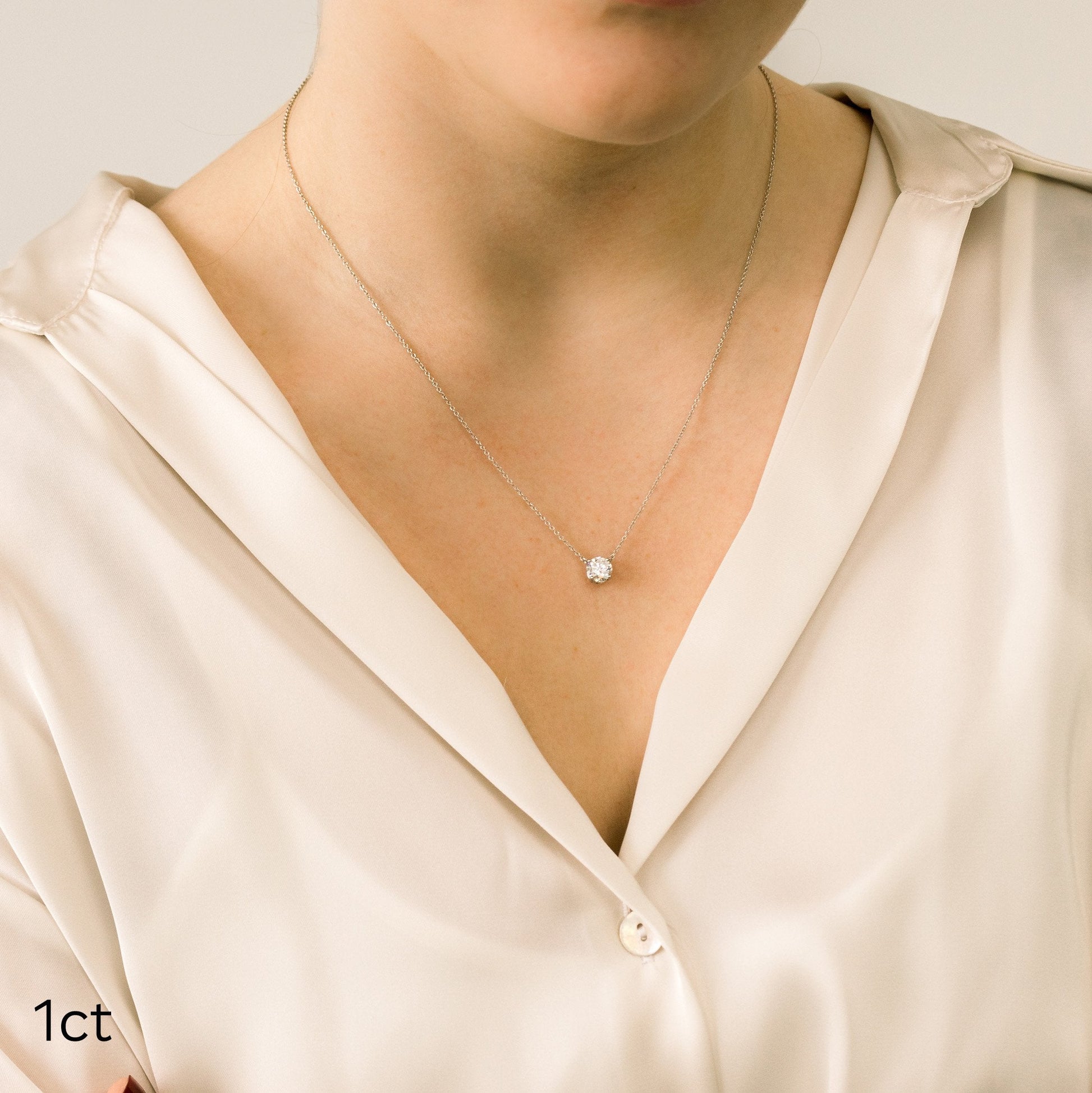 Floating Round Pendant Lab grown Diamond DEF Color VS+ Clarity