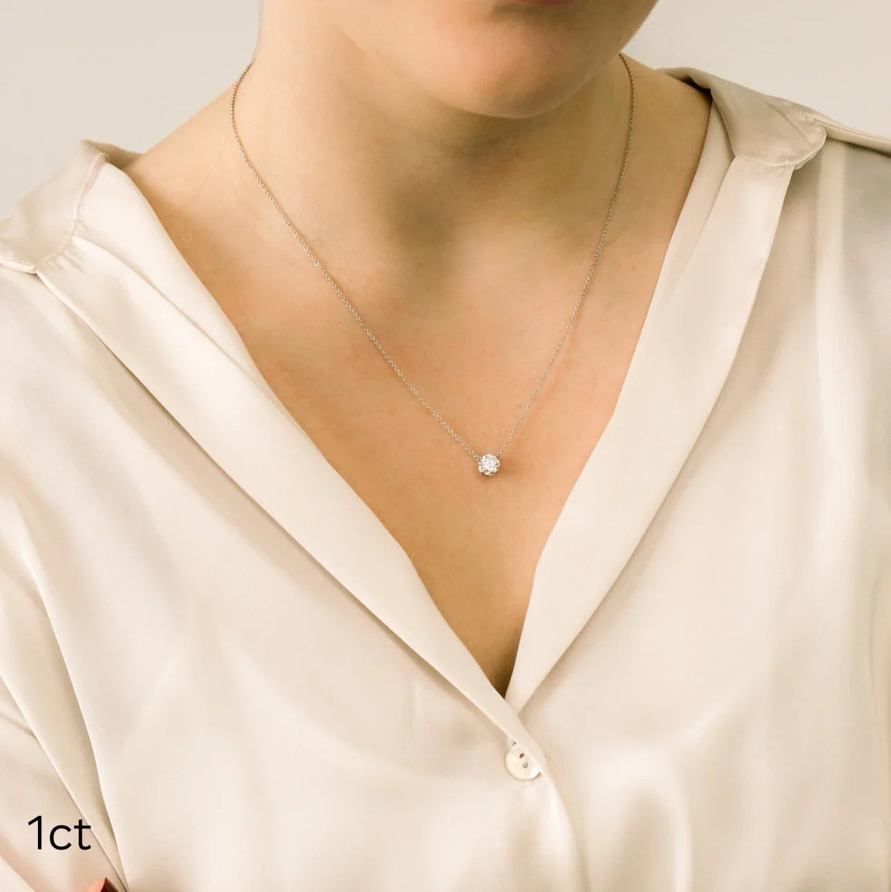 Floating Round Lab Grown Diamond Pendant With Chain, EF Color, VS Clarity, IGI Certified