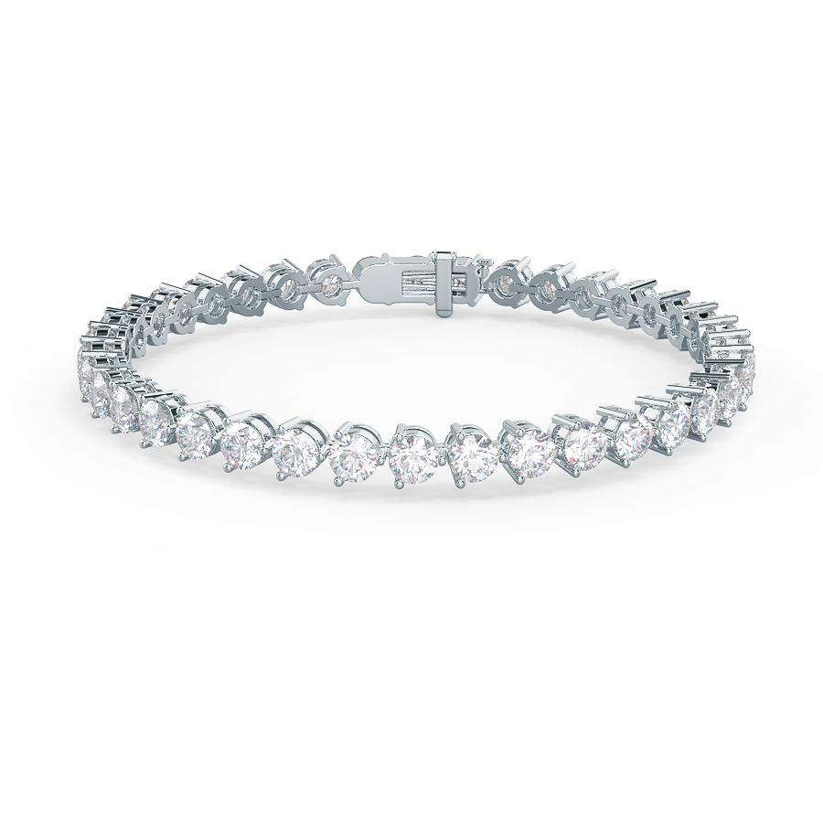 Round Lab Grown Diamond Three Prong Tennis Bracelet, EF Color, VS Clarity, IGI Certificate