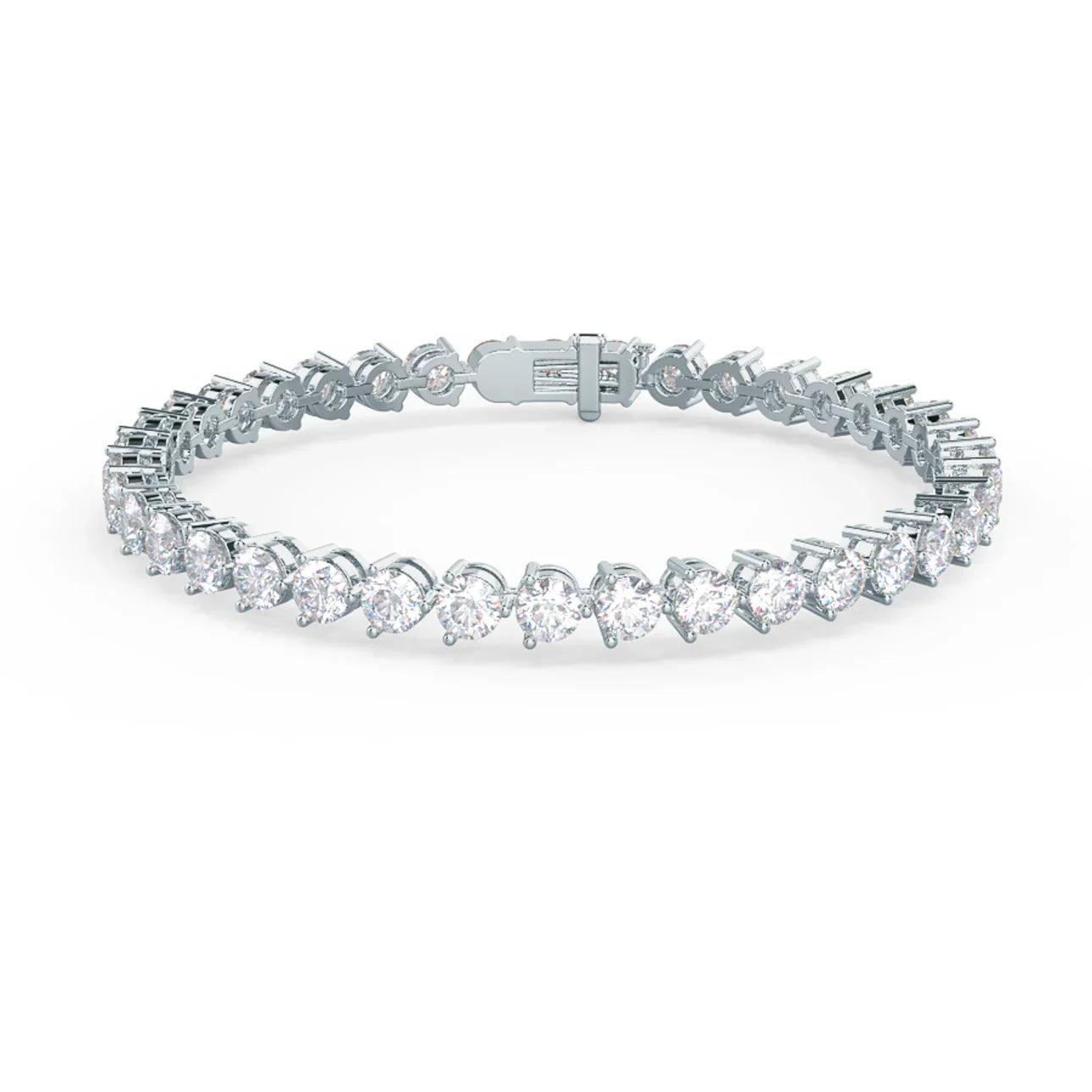 Round Lab Grown Diamond Three Prong Tennis Bracelet, EF Color, VS Clarity, IGI Certificate