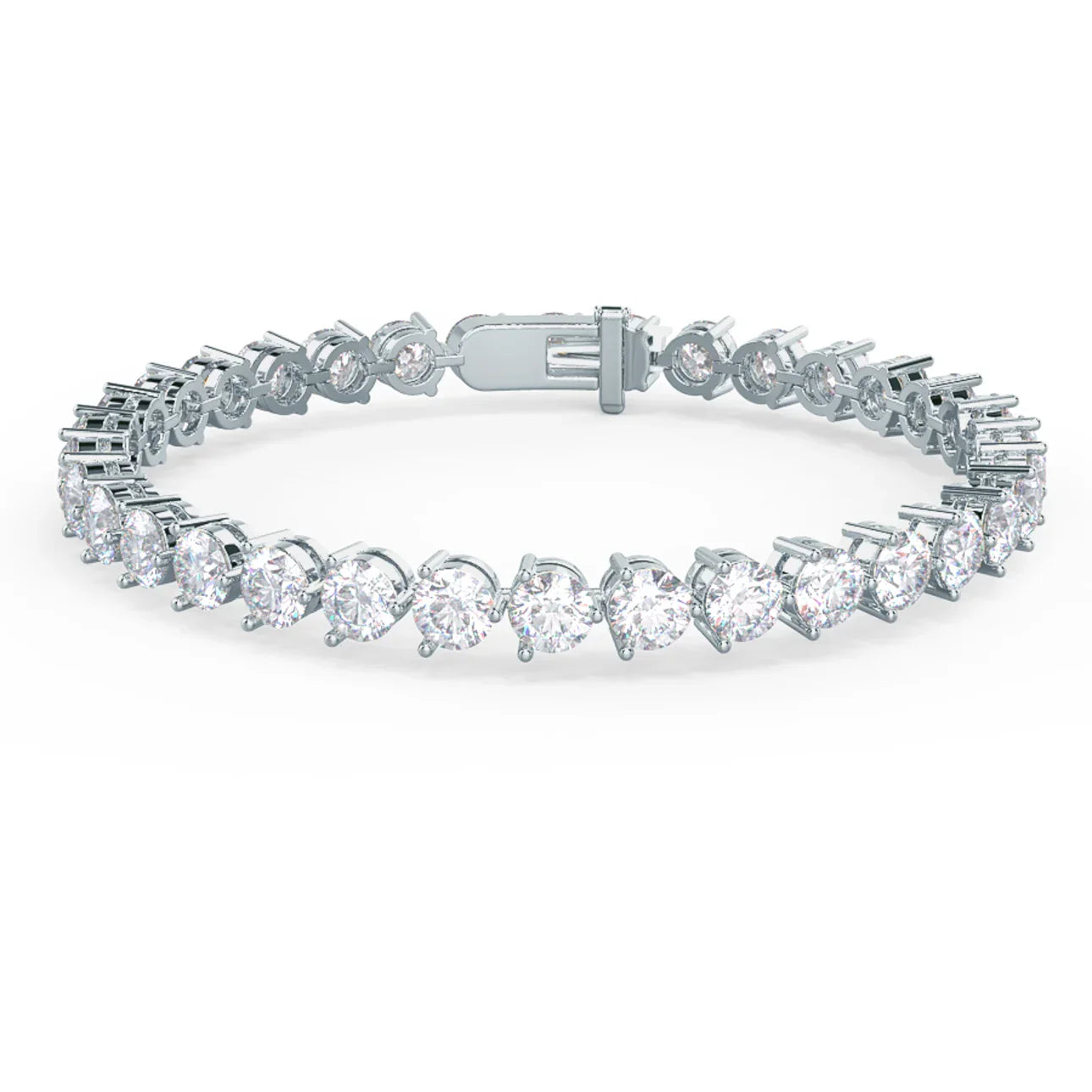Round Lab Grown Diamond Three Prong Tennis Bracelet, EF Color, VS Clarity, IGI Certificate
