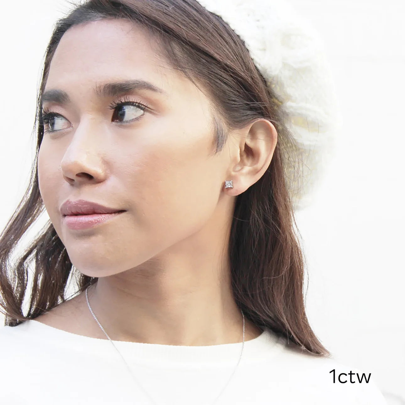 PRINCESS CUT STUD EARRINGS