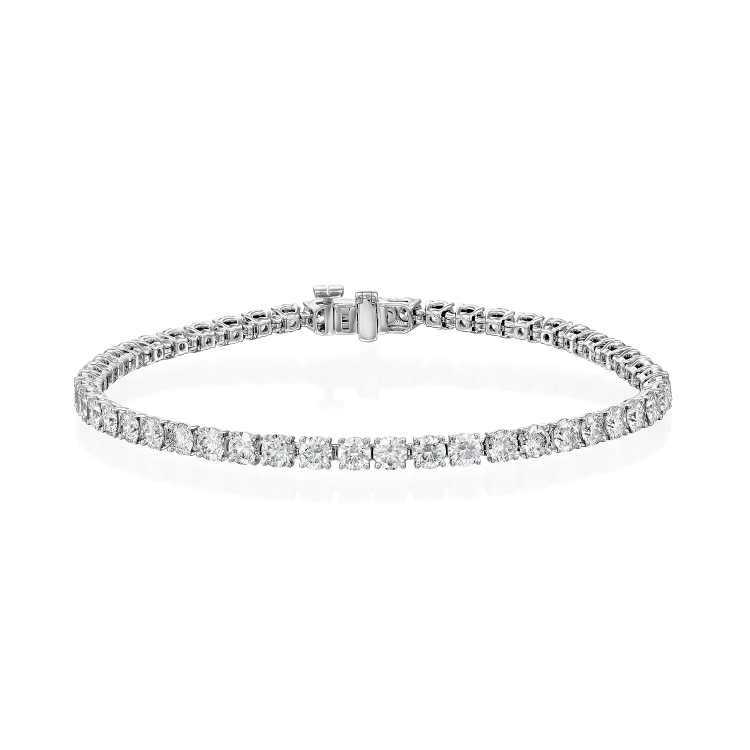 white :: 5 carat round lab grown diamond tennis bracelet IGI certified