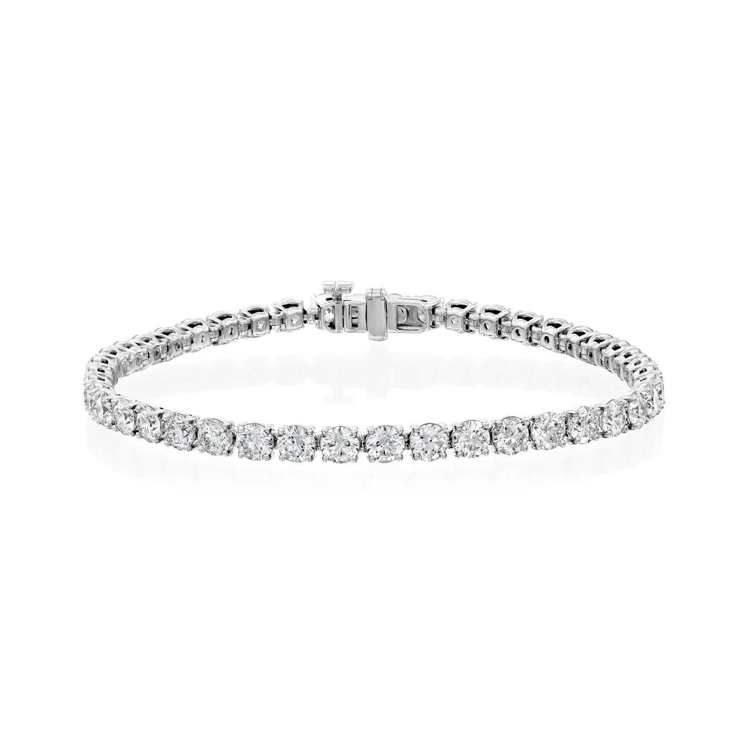 white :: 7 carat round lab grown diamond tennis bracelet IGI certified