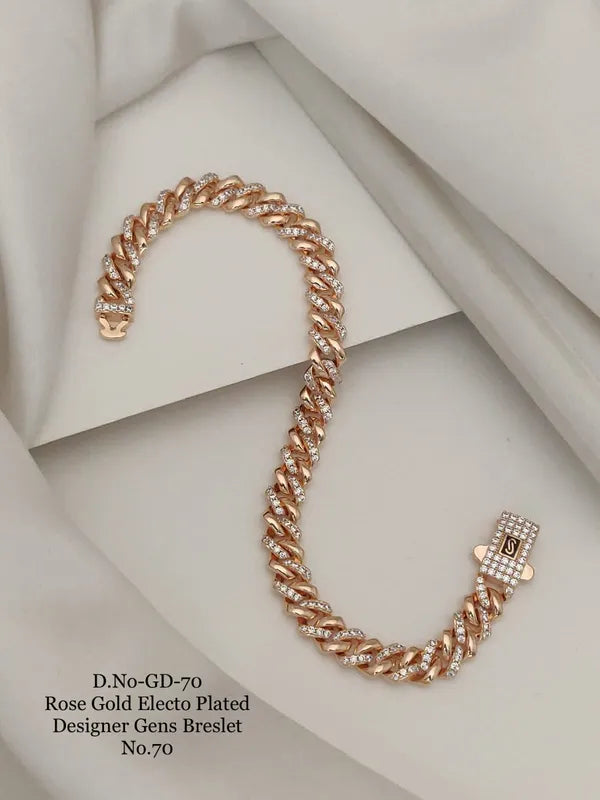 Rose Gold Electo Plated Designer Cuban Bracelet