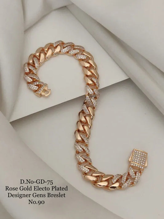 Rose Gold Electo Plated Designer Cuban Bracelet