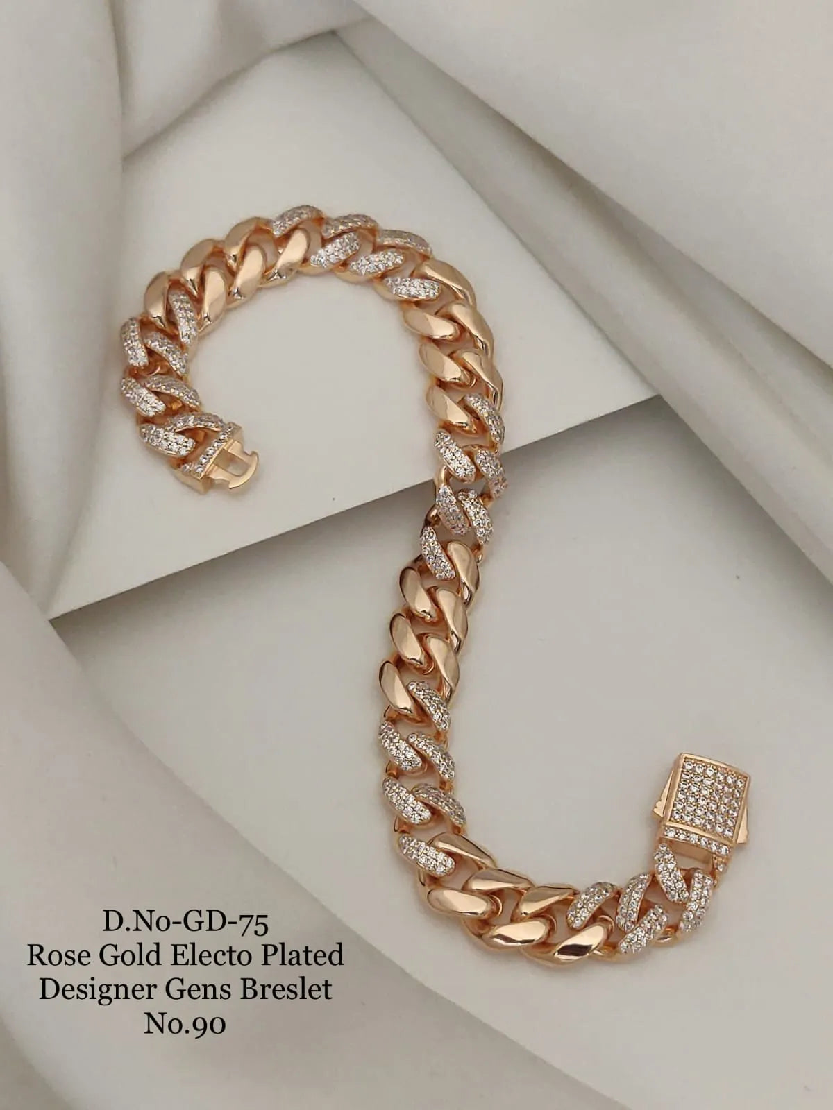 Rose Gold Electo Plated Designer Cuban Bracelet