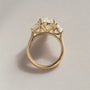 Common :: fancy yellow pear cut lab diamond trilogy engagement ring IGI certified