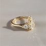 Common :: designer yellow pear lab diamond ring three stone engagement jewelry