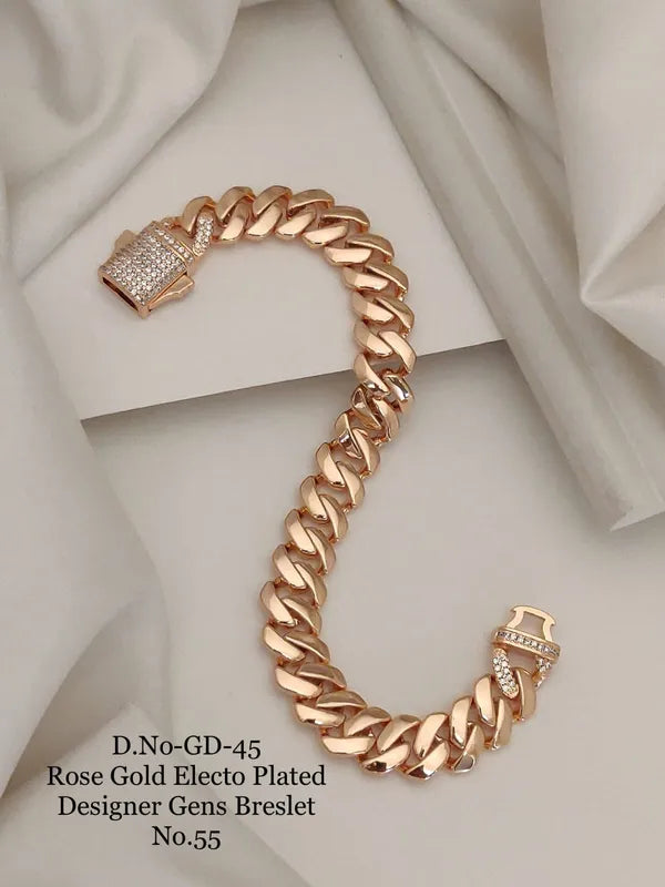 Rose Gold Electo Plated Designer Cuban Bracelet