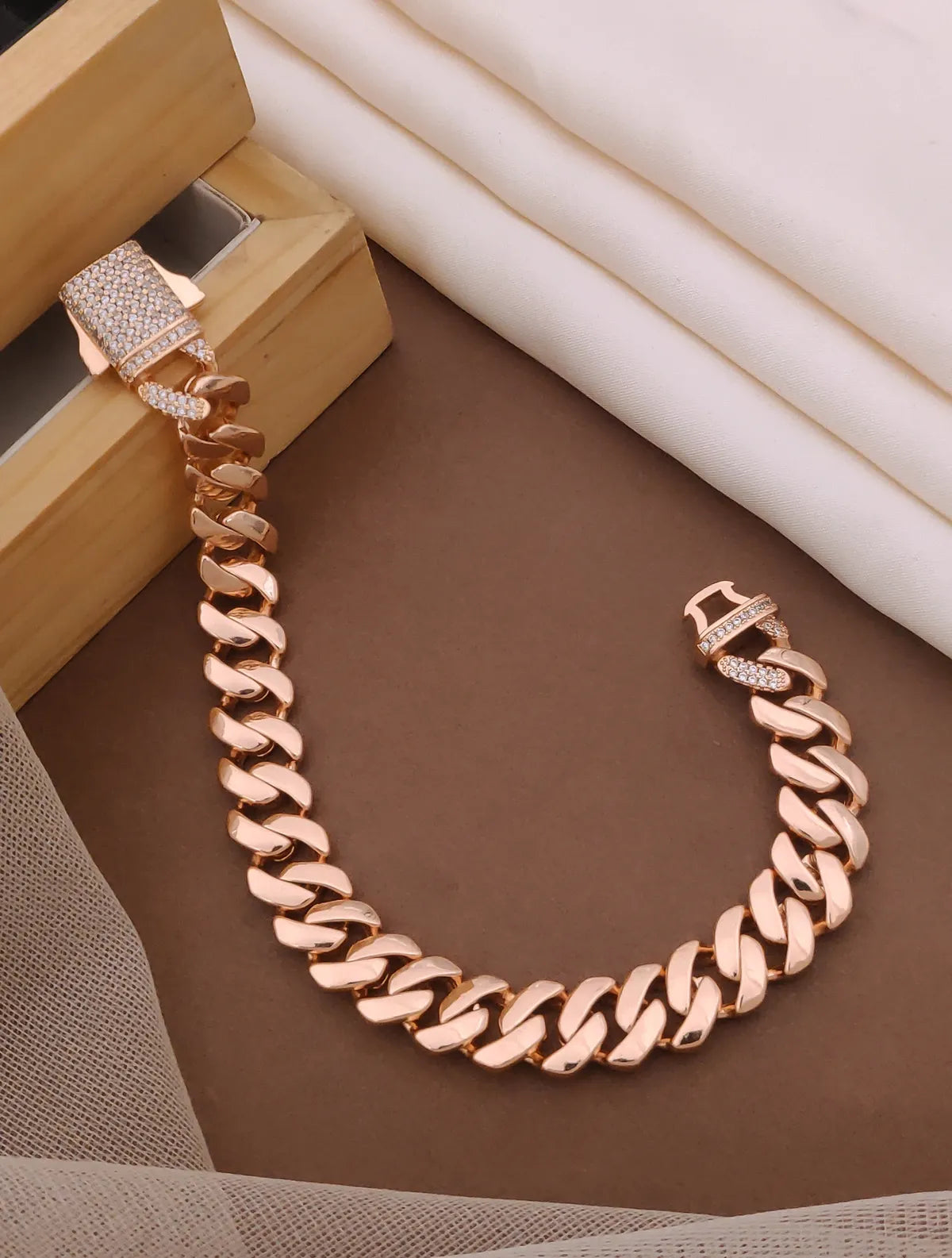 Rose Gold Electo Plated Designer Cuban Bracelet