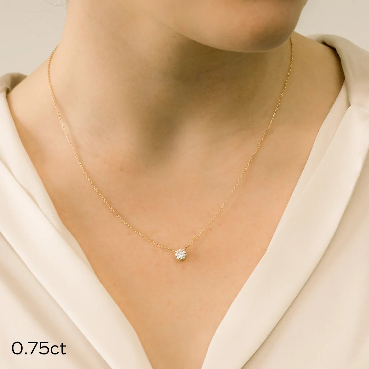 Floating Round Lab Grown Diamond Pendant With Chain, EF Color, VS Clarity, IGI Certified