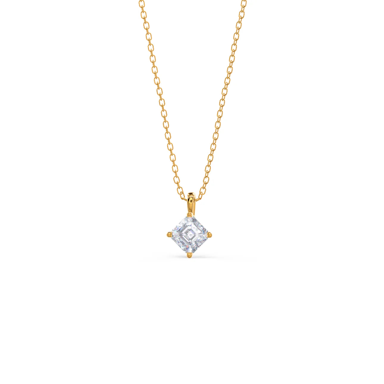 Asscher Lab Grown Diamond Classic Pendant With Chain, EF Color, VS Clarity, IGI Certified