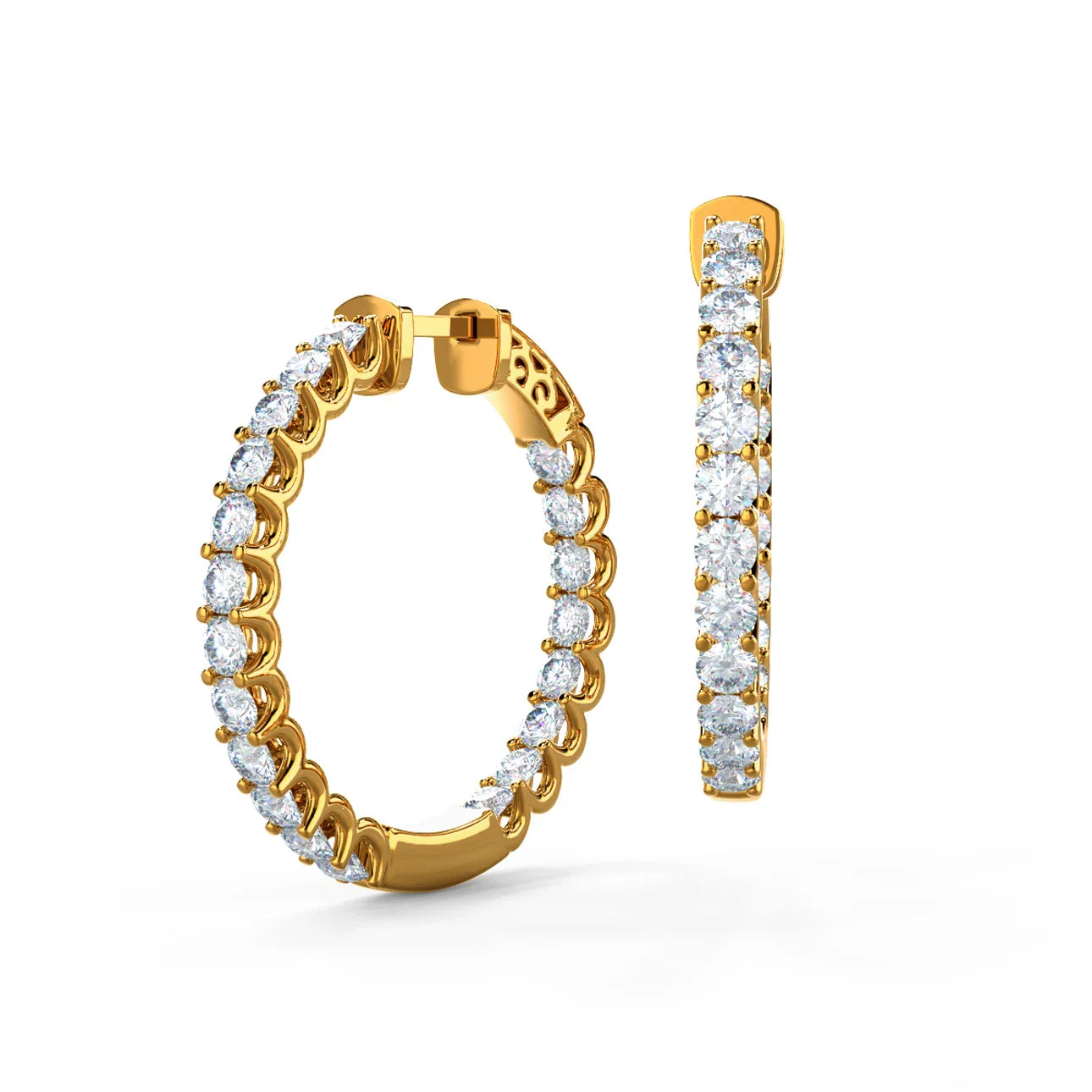 Round Lab Grown Diamond French U Hoop Earring, EF Color, VS Clarity, IGI Certified