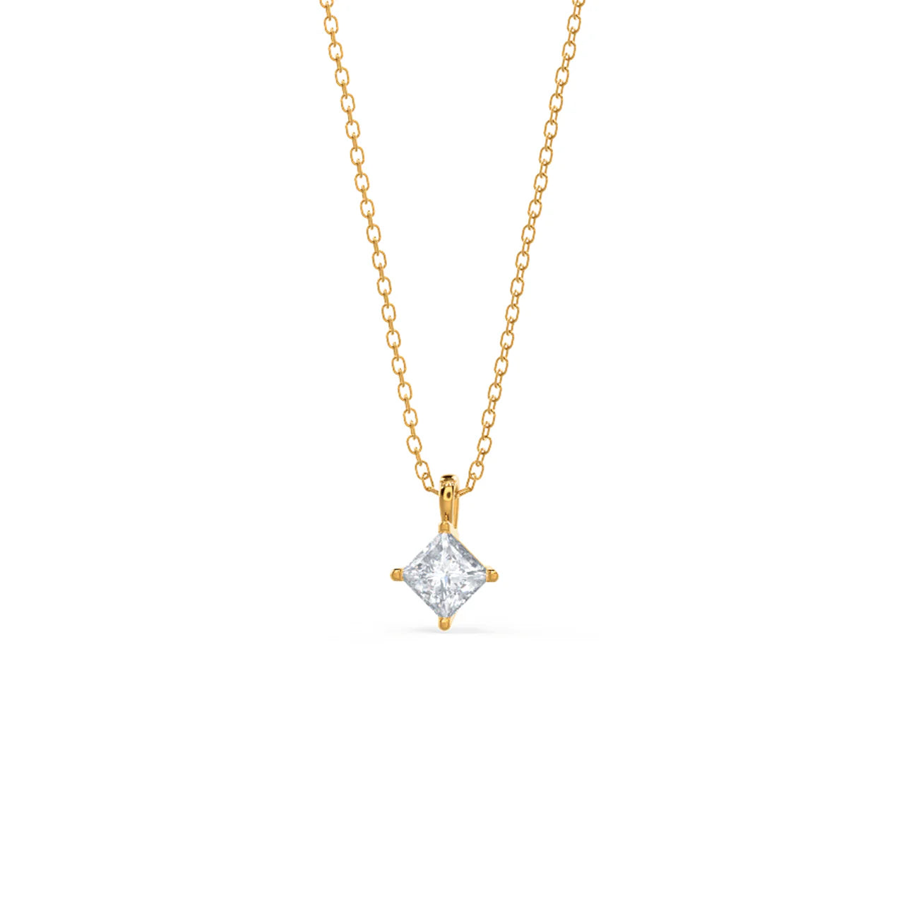 Princess Lab Grown Diamond Classic Pendant With Chain, EF Color, VS Clarity, IGI Certified