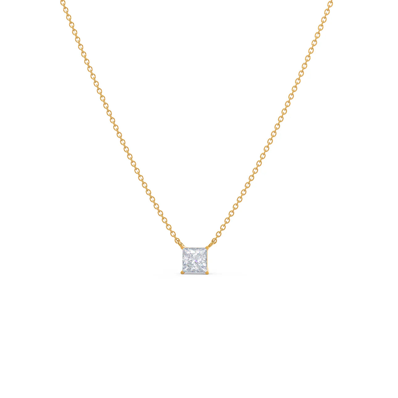 Floating Princess lab Grown Diamond Pendant With Chain, EF Color, VS Clarity