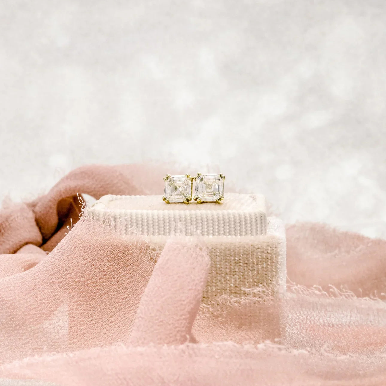 Asscher Lab Grown Diamond Stud Earring, EF Color, VS Clarity - IGI Certified