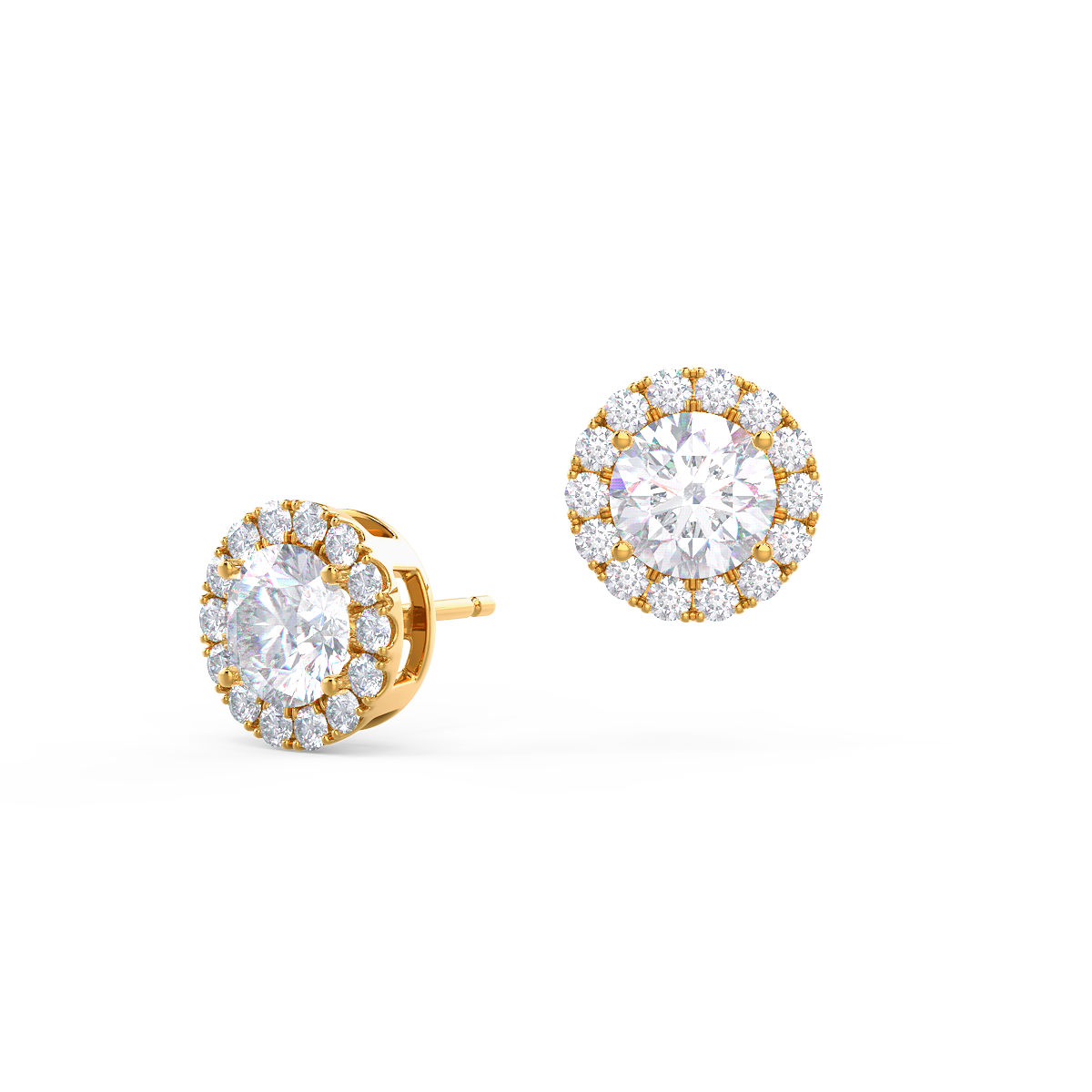 Heavenly single halo Round Lab grown Diamond Stud Earrings, EF Color, VS Clarity, IGI Certified