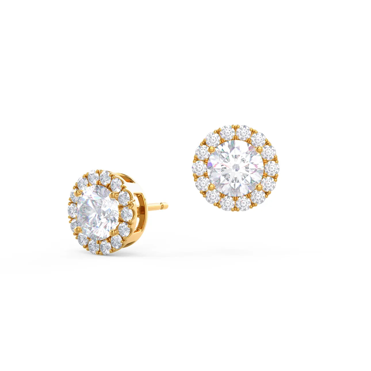Round Lab Grown Diamond Heavenly Single Halo Stud Earring, EF Color, VS Clarity, IGI Certified
