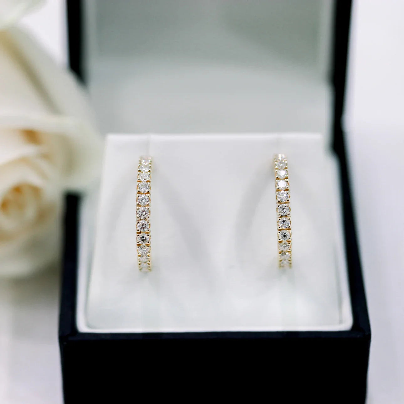 Round Lab Grown Diamond Classic J Hoop Earrings, EF Color, VS Clarity, IGI Certified