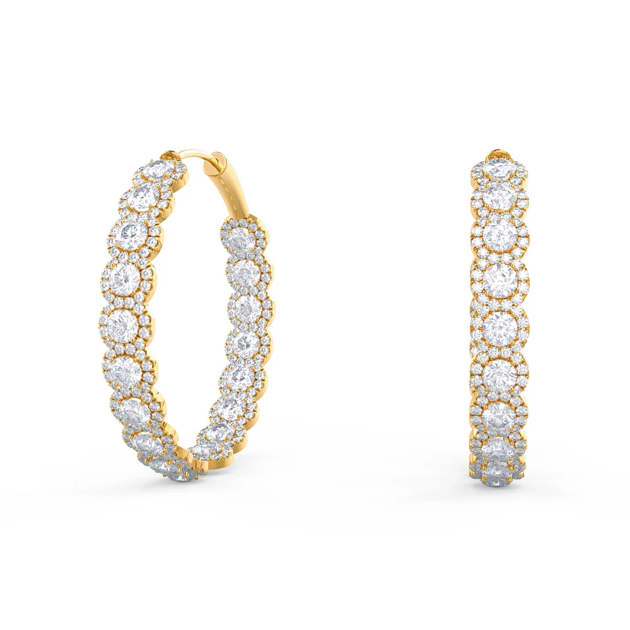 Round Lab Grown Diamond Heavenly Hoops Earring, EF Color, VS Clarity, IGI Certified