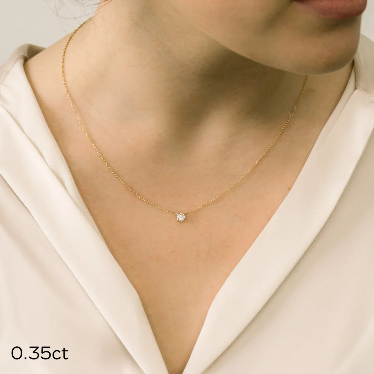 Floating Round Lab Grown Diamond Pendant With Chain, EF Color, VS Clarity, IGI Certified