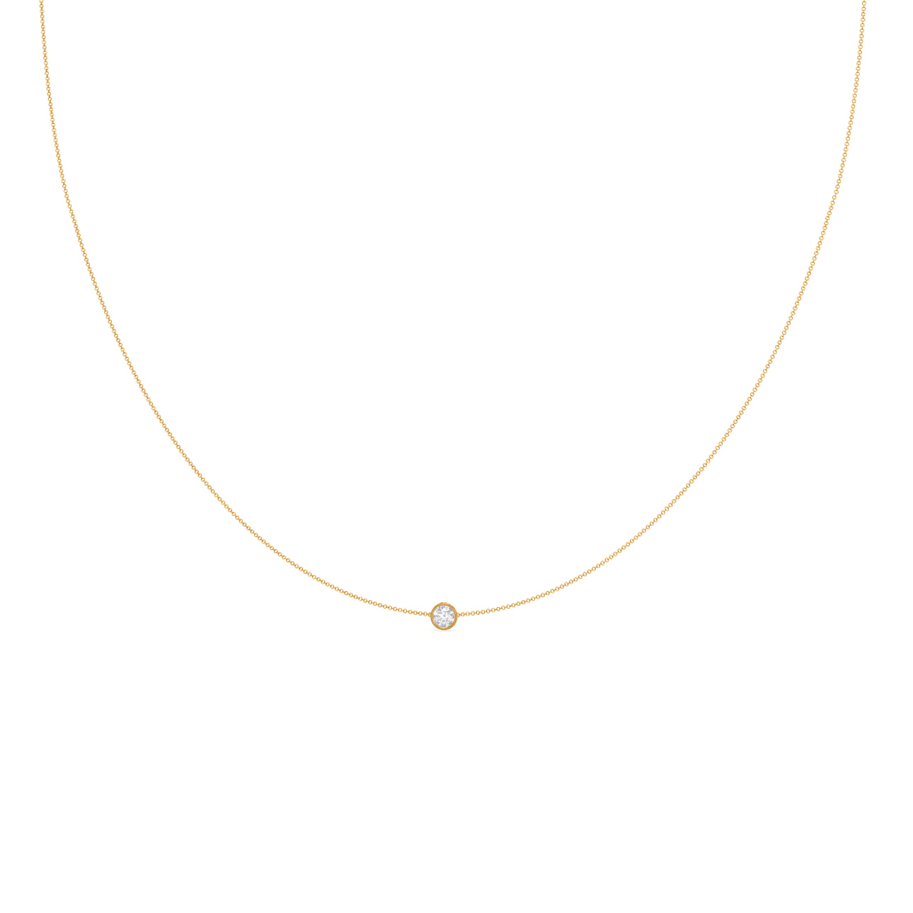 Round Lab Grown Diamond Single Bezel Floating Cosmopolitan Necklace, EF Color, VS Clarity, IGI Certified Necklace