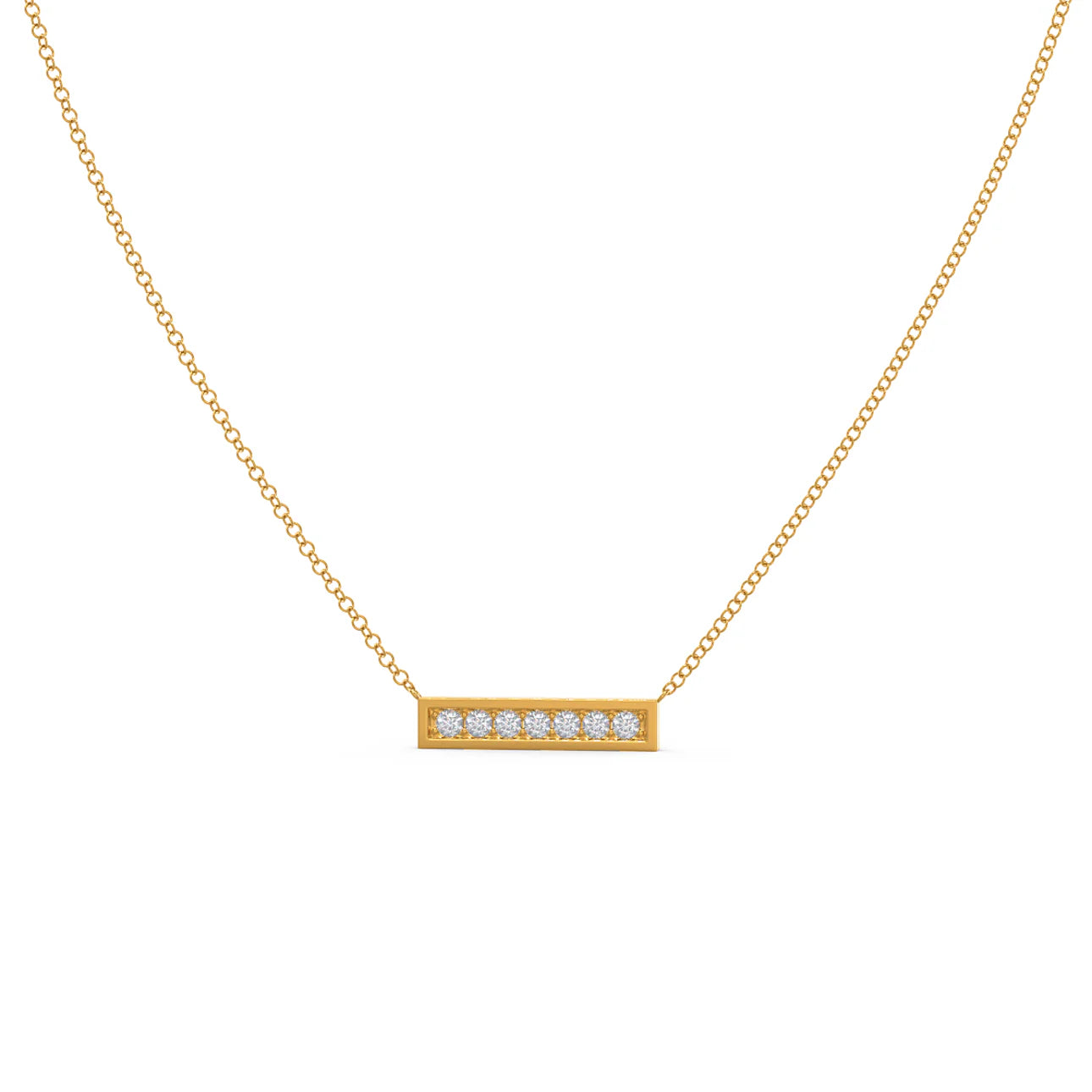 Round Lab Grown Dimaond Bar Pendant With Chain, EF Color, VS Clarity, IGI Certified