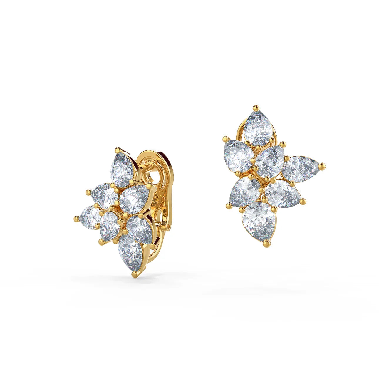 Pear Lab Grown Diamond Cluster Earrings, EF Color, VS Clarity, IGI Certified