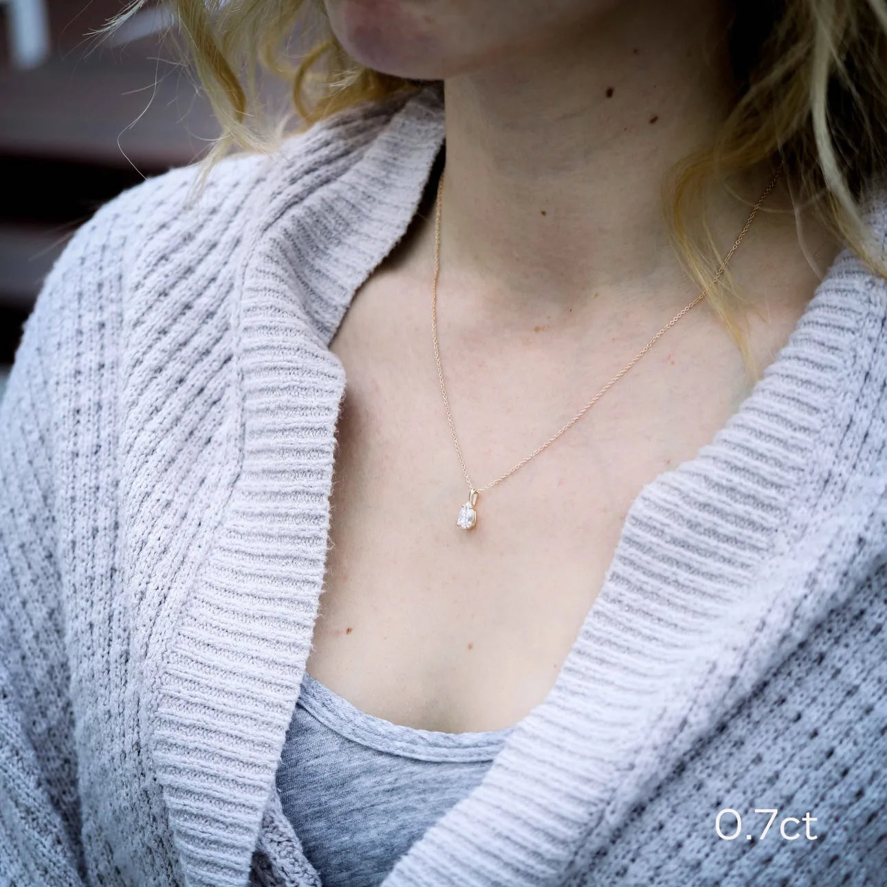 Pear Lab Grown Diamond Classic Pendant With Chain, EF Color, VS Clarity, IGI Certified