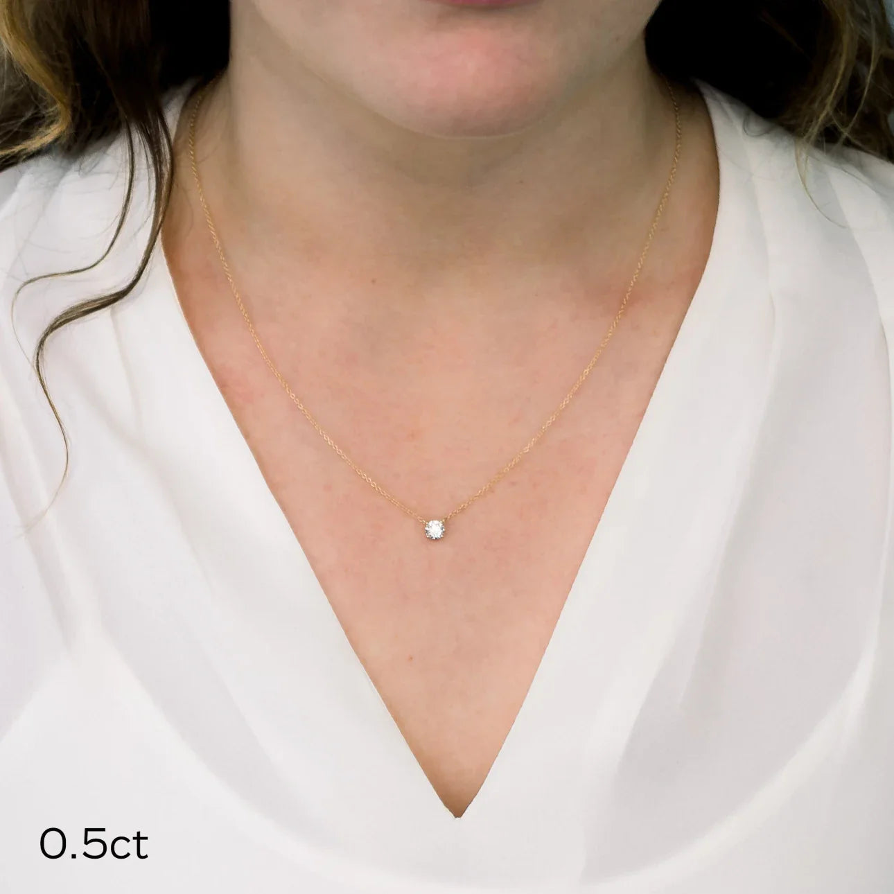 Floating Round Lab Grown Diamond Pendant With Chain, EF Color, VS Clarity, IGI Certified