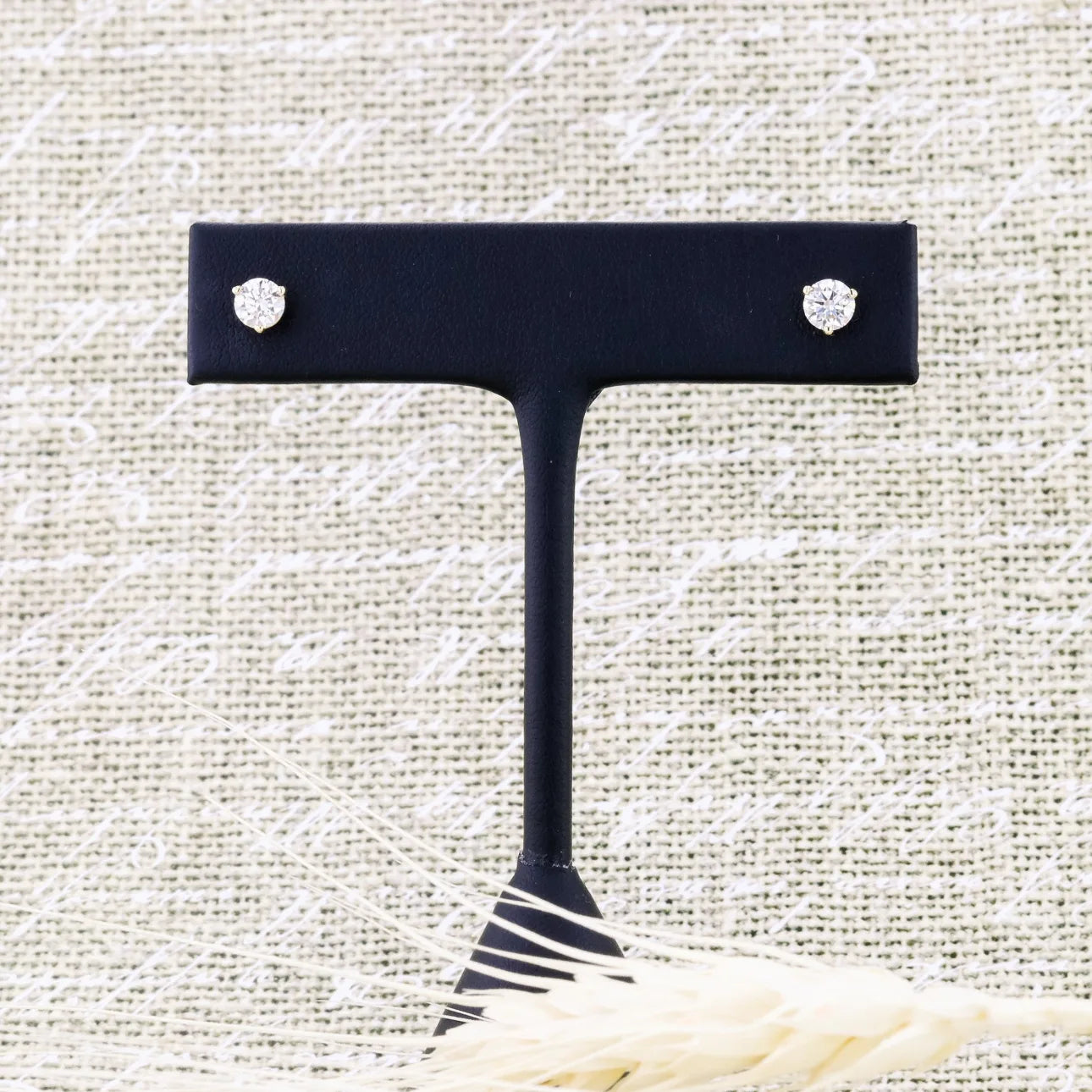 Round Lab Grown Diamond Martini Three Prong Stud Earrings, EF Color, VS Clarity, IGI Certified