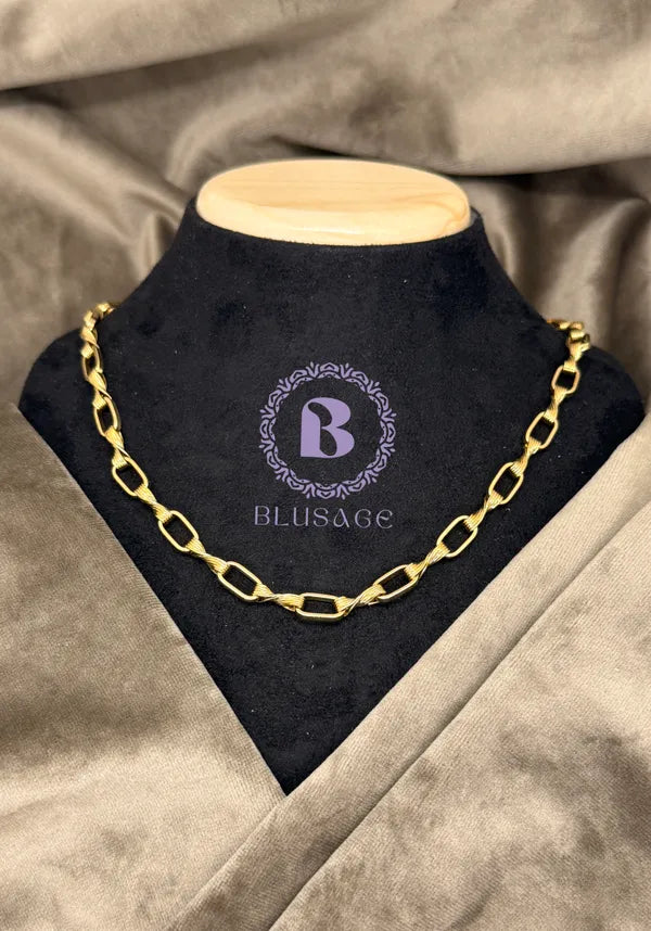 Rectangular X Elegant Gold Colour Anti Tarnish & Waterproof Chain For Men & Boys