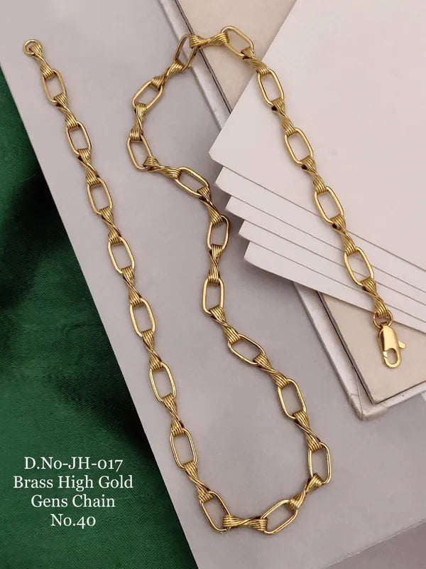 Rectangular X Elegant Gold Colour Anti Tarnish & Waterproof Chain For Men & Boys