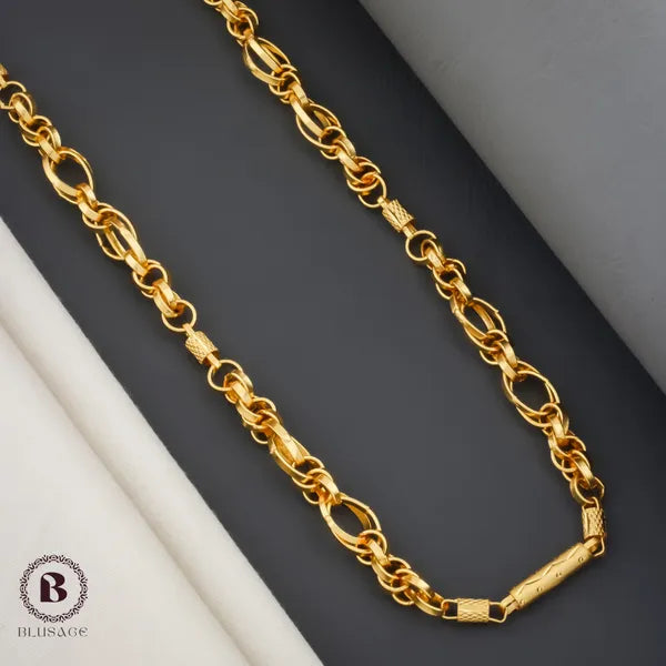 Elegant Ring Pipe Design Gold Plated Premium Waterproof Chain For Men