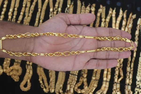 Elegant Ring Pipe Design Gold Plated Premium Waterproof Chain For Men