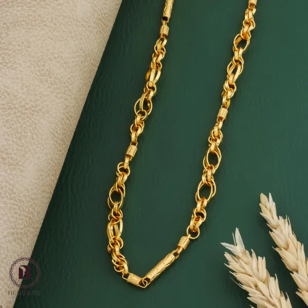 Elegant Ring Pipe Design Gold Plated Premium Waterproof Chain For Men